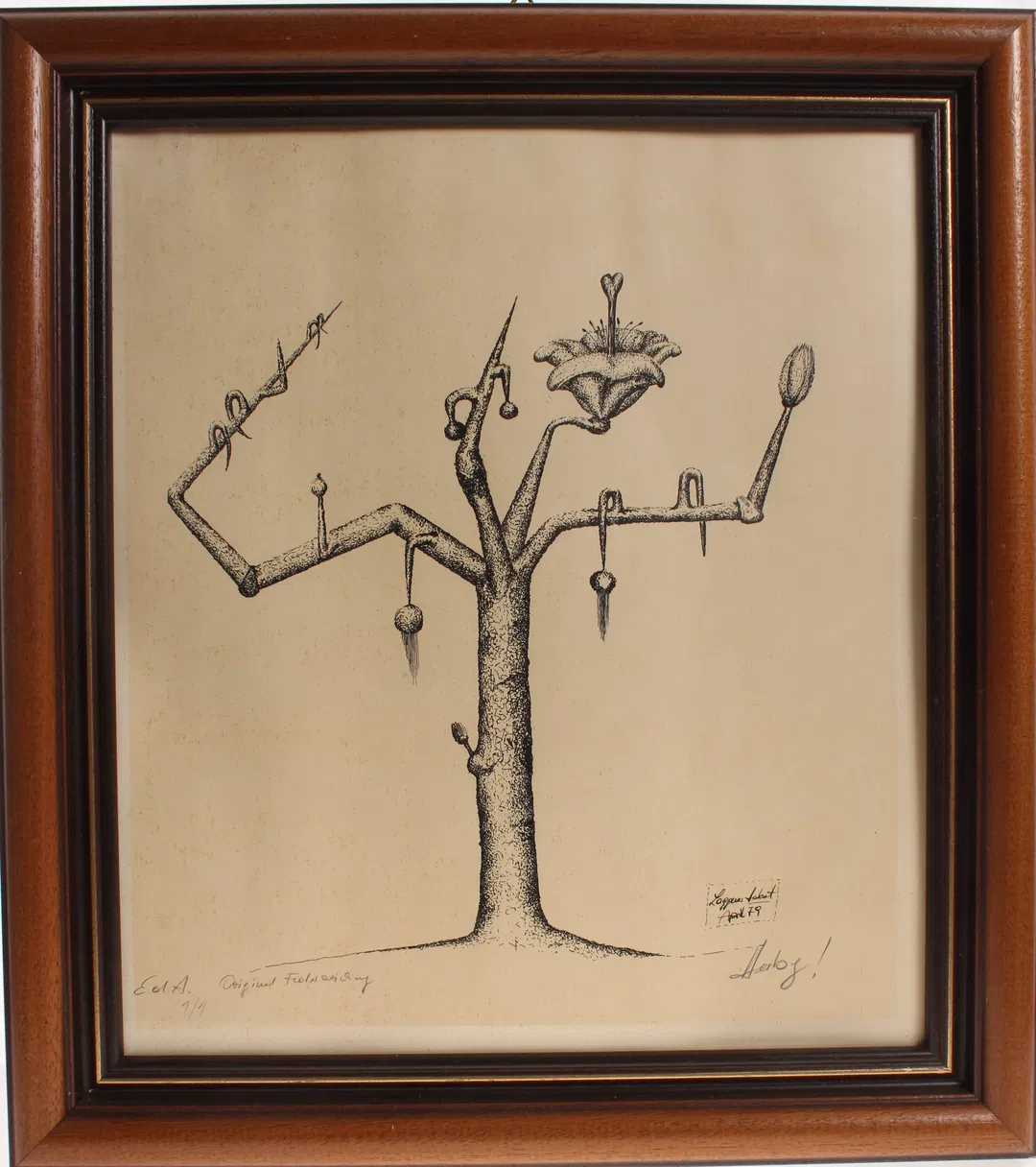 Bild Original Federzeichnung „Baum-Metapher“ von Logges Habert, 1979 - Bild 4