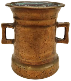 Antiker Apothekenmörser Bronze massiv 2,3 kg mit eckigen Griffen – Vorschau 4