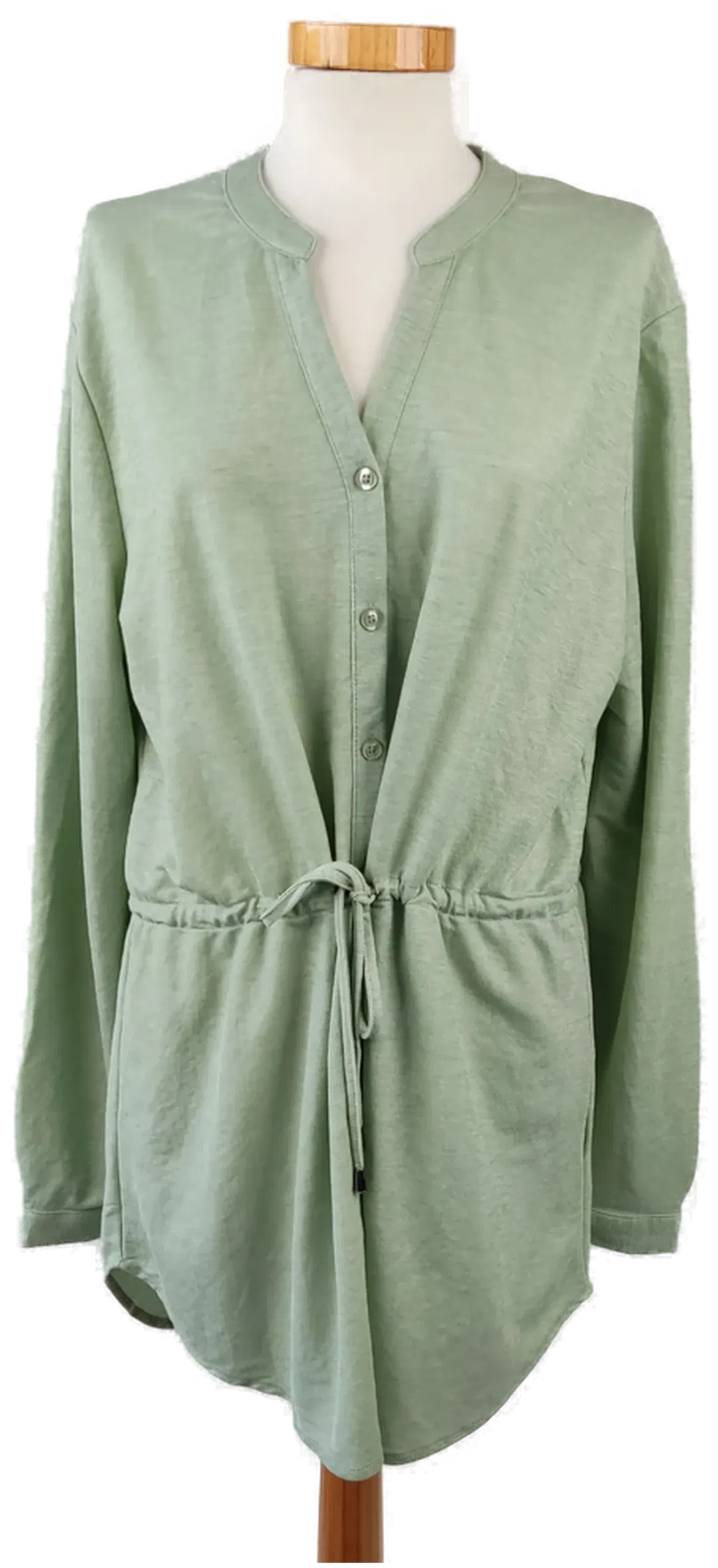 Gabriella K. Damen Langarmbluse mit Bindegürtel lindgrün - Gr. 44 - Bild 1