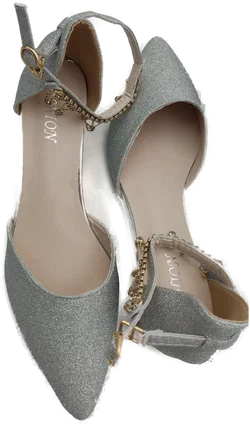 Silberfarbene Glitzer-Pumps mit Strass-Anhängern Gr. 41 | Neu mit Etikett - Bild 7