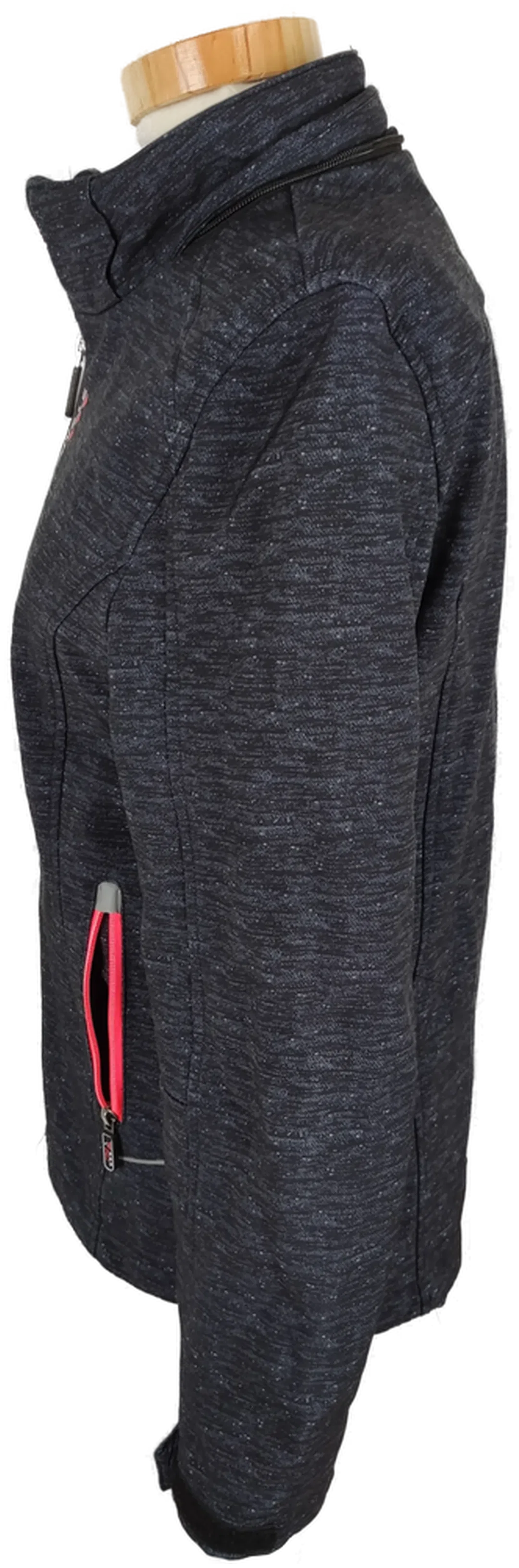 Sportjacke "Northville" langarm mit Zipp,, schwarz meliert mit Aufdruck, Größe 158 – Bild 5