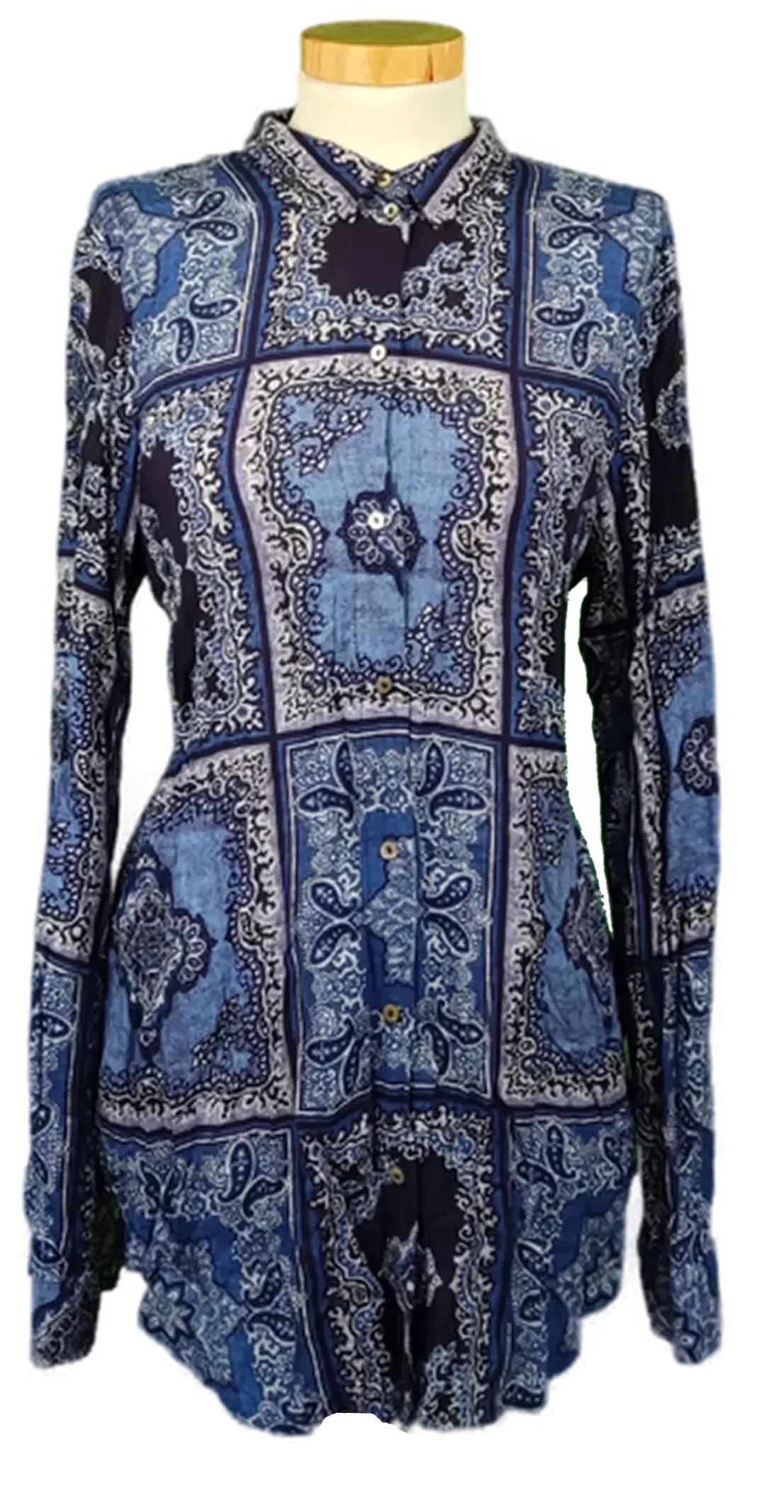 Esprit Damenbluse gemustert blau Gr. S – Bild 1