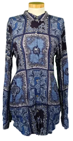 Esprit Damenbluse gemustert blau Gr. S - Bild 1