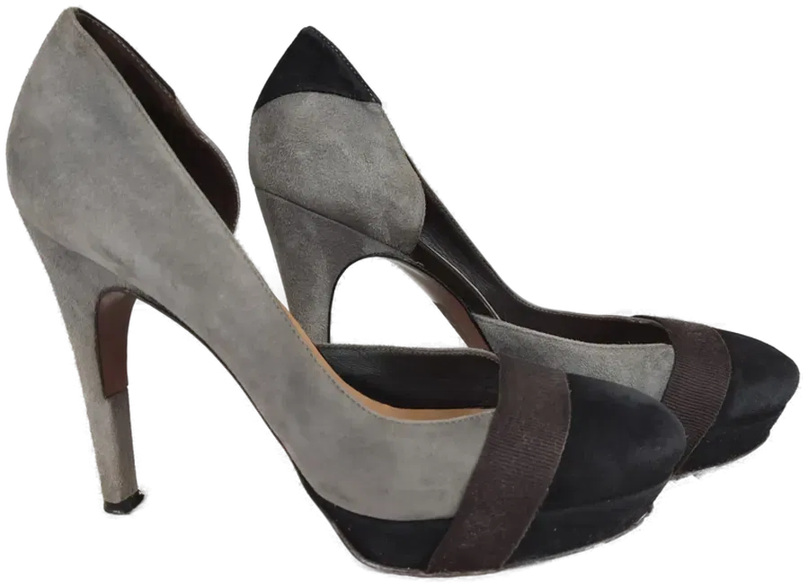 Hugo Boss Damen High Heels Veloursleder, grau/schwarz - Gr. EU 39 - Bild 4