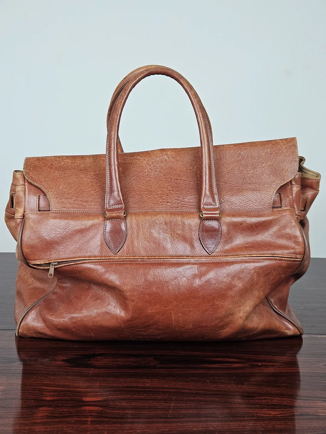 Texier Vintage Leder Reisetasche, braun  – Bild 5