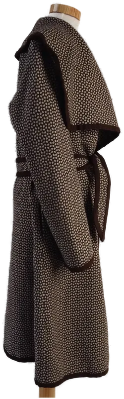 Braunweiß Gemusterter Wollmisch Damenmantel - 4//40 - Bild 2