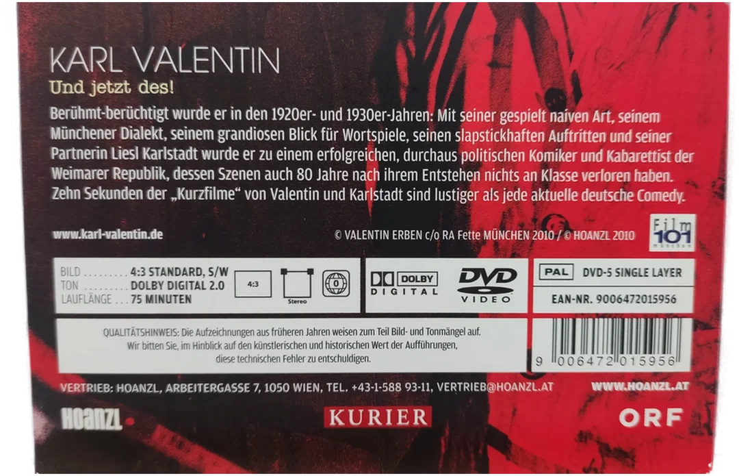 DVD Karl Valentin "Und jetzt des!" Kurzfilm Best of Kabarett 71  – Bild 3