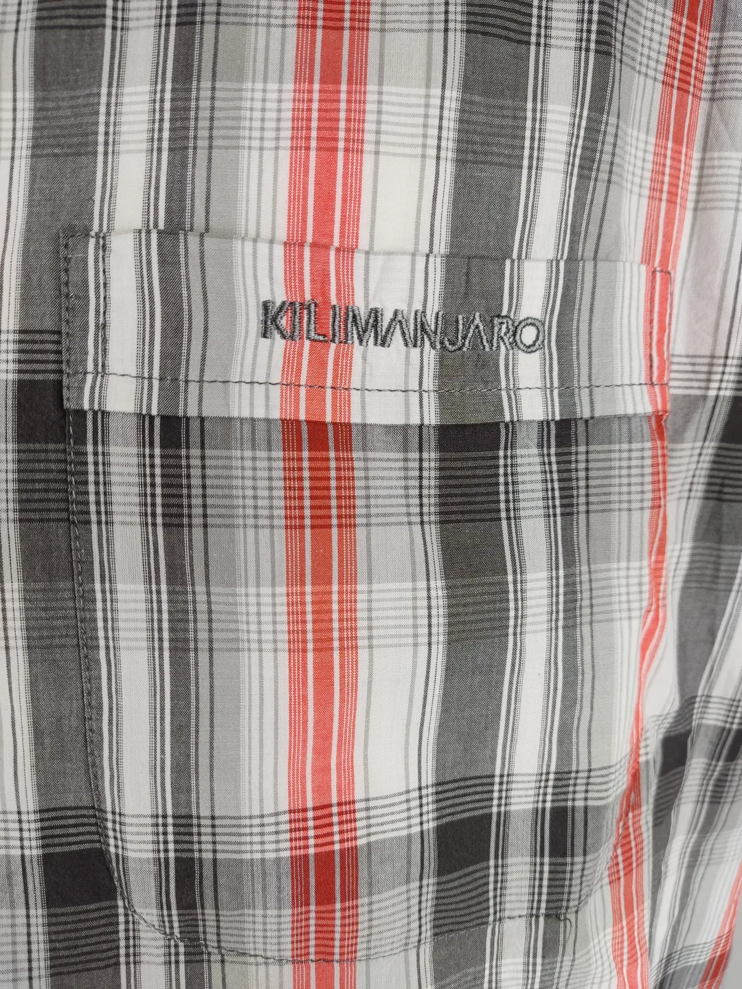 Hemd, "Kilimanjaro", kurzarm, grau/hellgrau/orange kariert,  Größe XXL – Bild 4