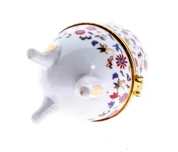 Ei Schmuckdose Porzellan auf Fuß im Stil Fabergé 10 cm hoch – Vorschau 2