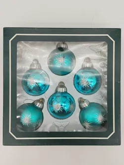 6 Stk. türkise Weihnachtskugeln aus Glas - Bild 3