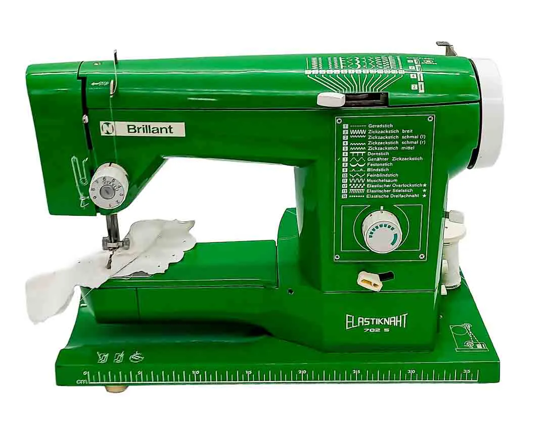 Brillant Elastiknaht 702 S Nähmaschine Freiarm Grün Retro Vintage Koffer - Bild 3