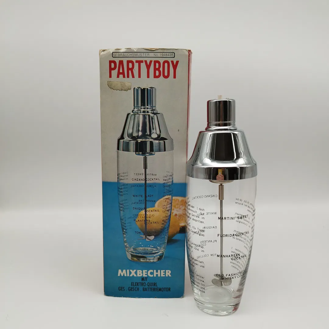 Cocktail-Mixbecher (Partyboy) Glas, Elektro-Quirl | Retro-Barflair - Bild 1