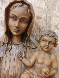 Holz-Wandbild Madonna mit Kind 40 cm | Handgearbeitet - Bild 6