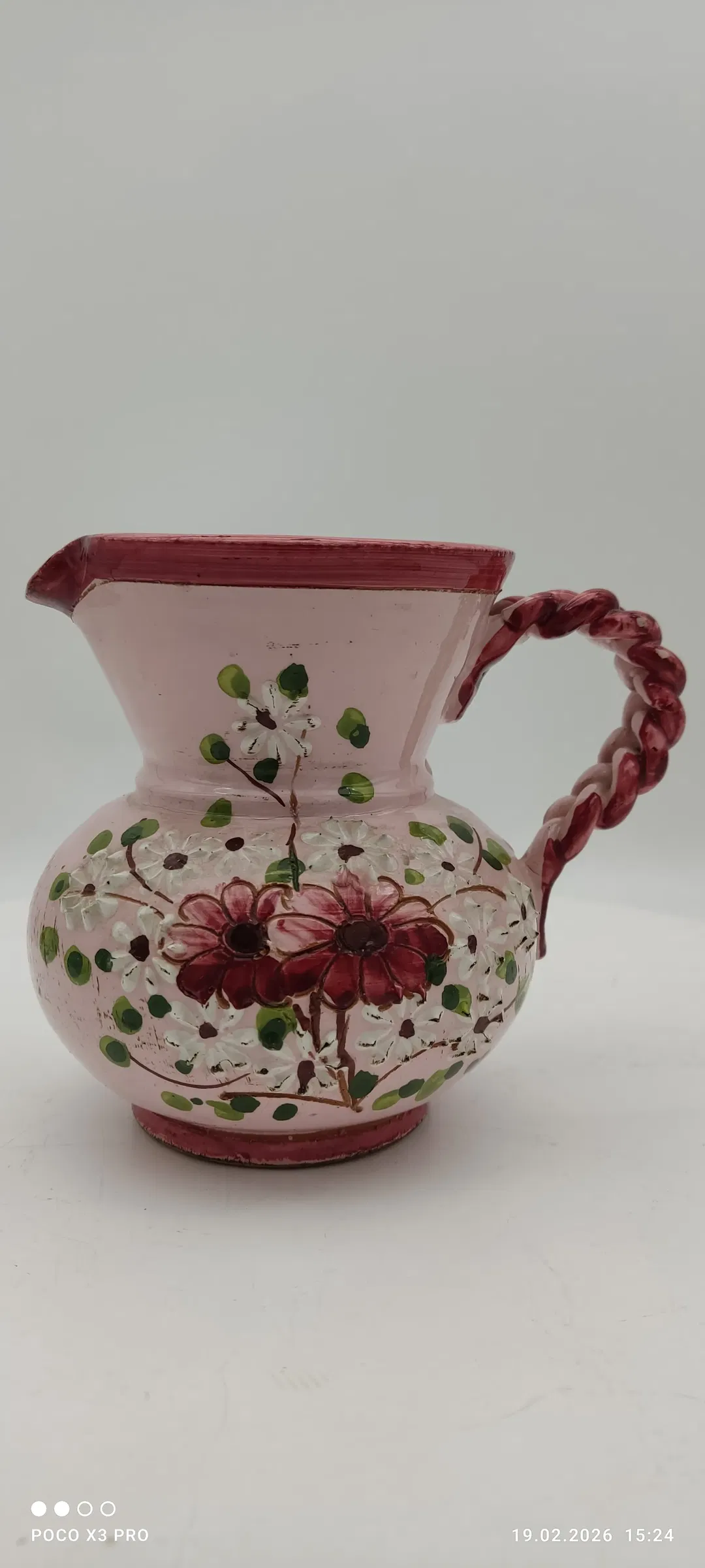 Keramik Vase/Krug mit Motiv Blumen - Bild 1