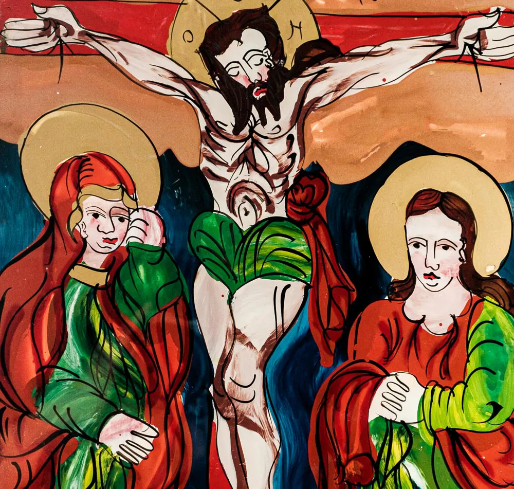 Hinterglasbild "Die Beweinung Christi" mit Rahmen – Bild 3