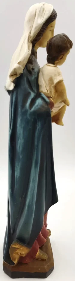 Vintage traditionelle Muttergottes Statue mit Jesukind – handgefertigt aus Holz - Bild 4