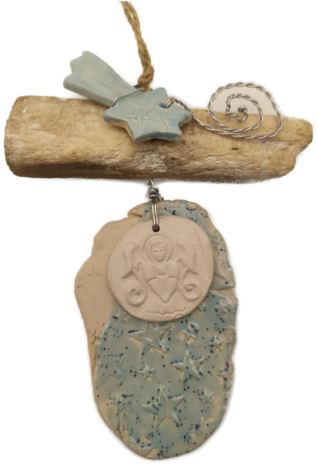 Deko Weihnachten, Keramik hellblau - Bild 4