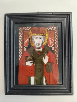 Antike Hinterglasikone "Heiliger Nikolaus", Siebenbürgen um 1900, Original – Vorschau 3