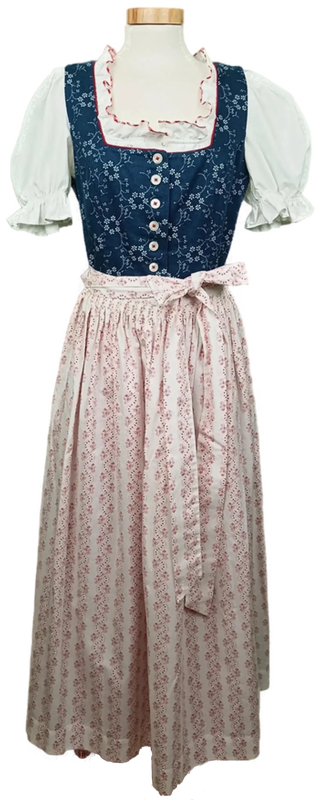 Damendirndl mit Bluse blau/rot Gr. M/L – Bild 1