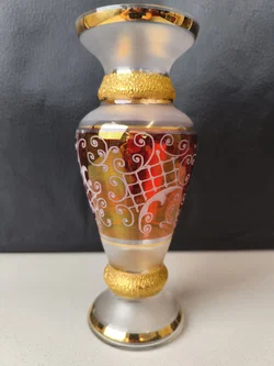böhmische Glasvase, satiniertes Glas, neuwertig - Bild 3