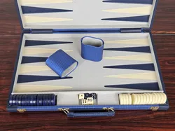 Backgammonkoffer blau/weiß - Gesellschaftsspiel - Bild 3