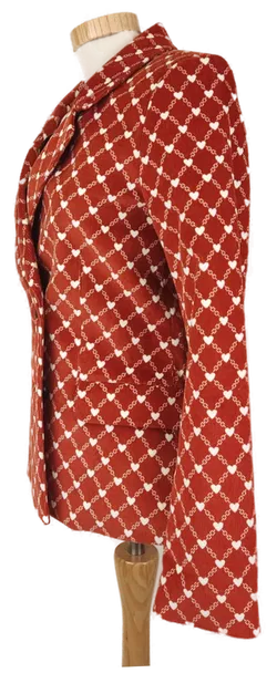 Damen Cord Blazer mit Herz-Muster, Seitentaschen, Terracotta, Gr. XS - Bild 3