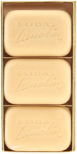Elida Lanolin Seife – 3 Stück im Originalkarton – ca. 6 × 9 cm – Vintage - Bild 2