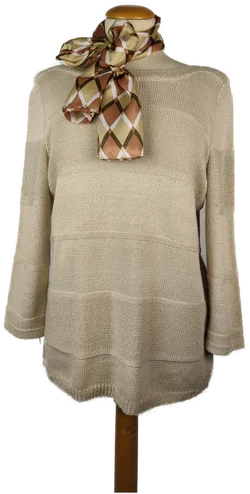 Bonita Damenpullover Beige Mit Schal | Wolle & Wärme - Bild 1