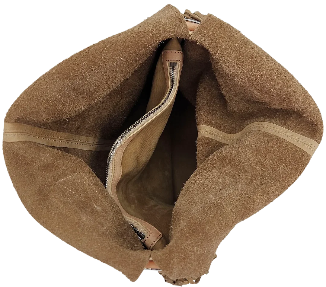 Max V. Koenig Damen Lederhandtasche mit Fransen, beige/creme - Höhe ca. 37 cm – Bild 4