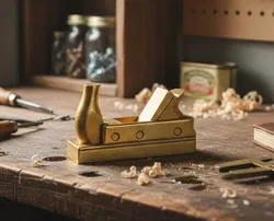 Messing Miniatur-Holzhobel – Dekoration / Sammlerstück – 9 cm – massives Messing - Bild 1