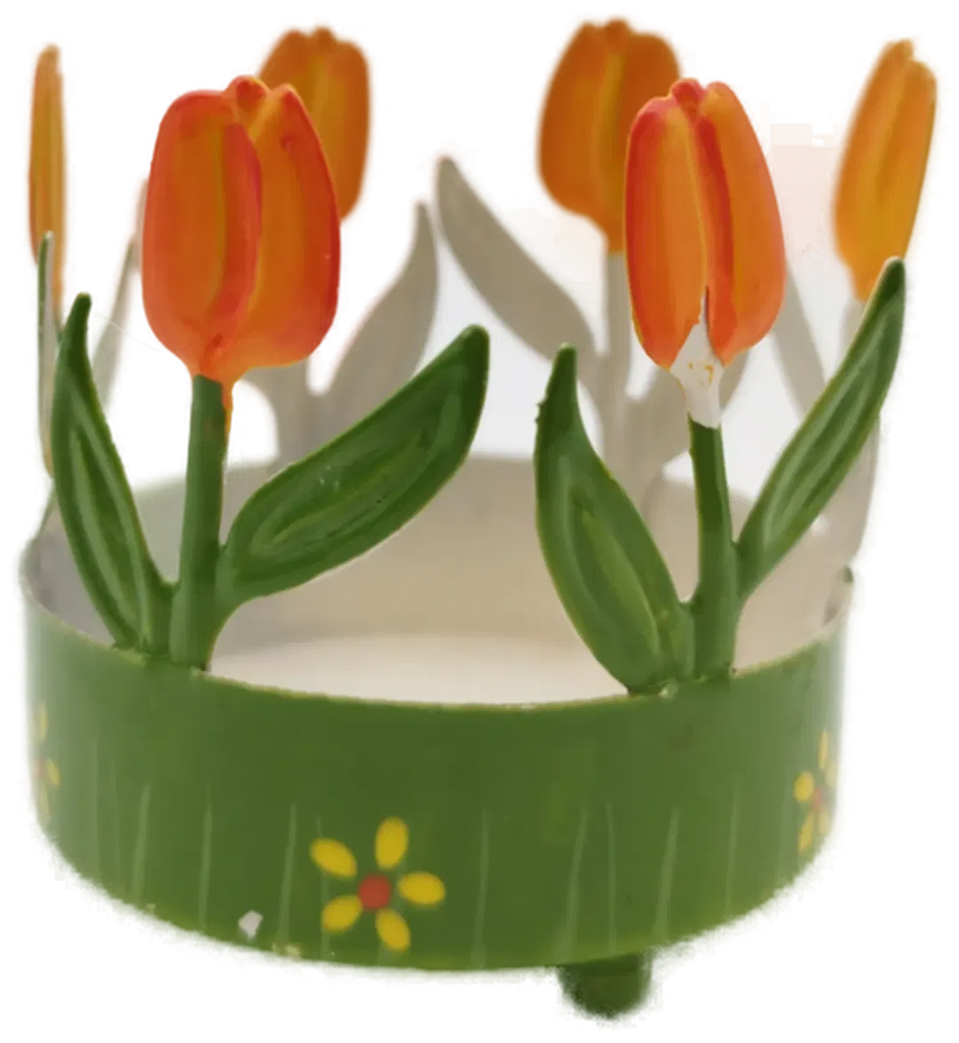 Blumiger Kerzenständer aus Metall - ca. 5cm hoch - Bild 1