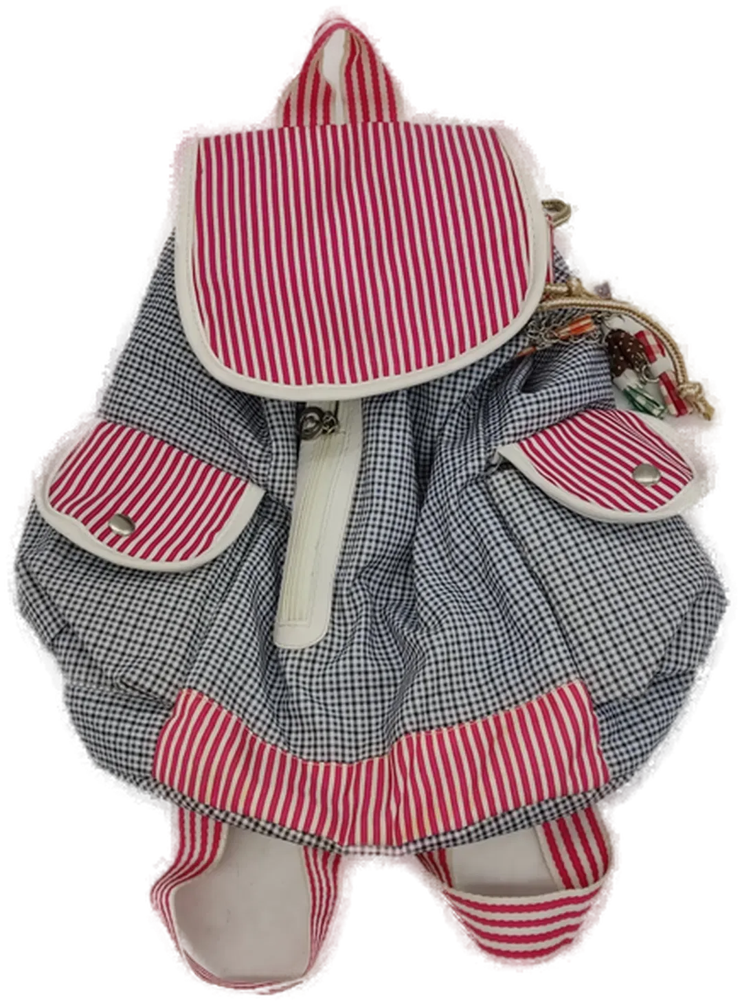 Vintage karierter Rucksack (rot-schwarz-weiß) - Bild 1