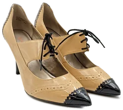 Levity Schnürpumps Mary Jane Stil in beige/schwarz Gr. 39 - Bild 1