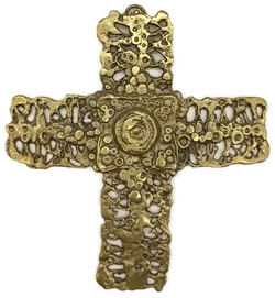 Vintage Wandkreuz aus Messingguss von Sepp Schmölzer – Vorschau 2