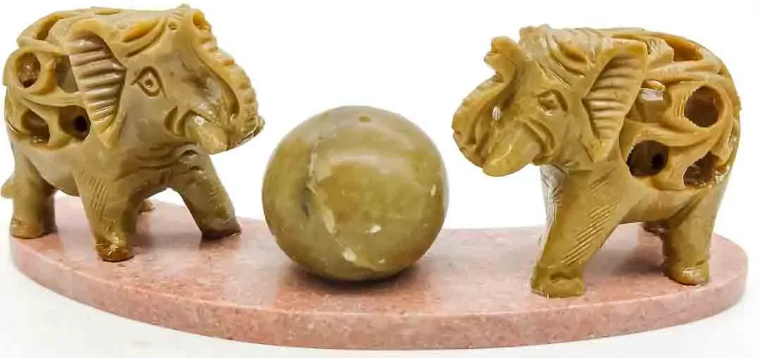 Tischdeko Räucherkerzen Halter mit zwei Speckstein Elefanten Figur - Bild 4