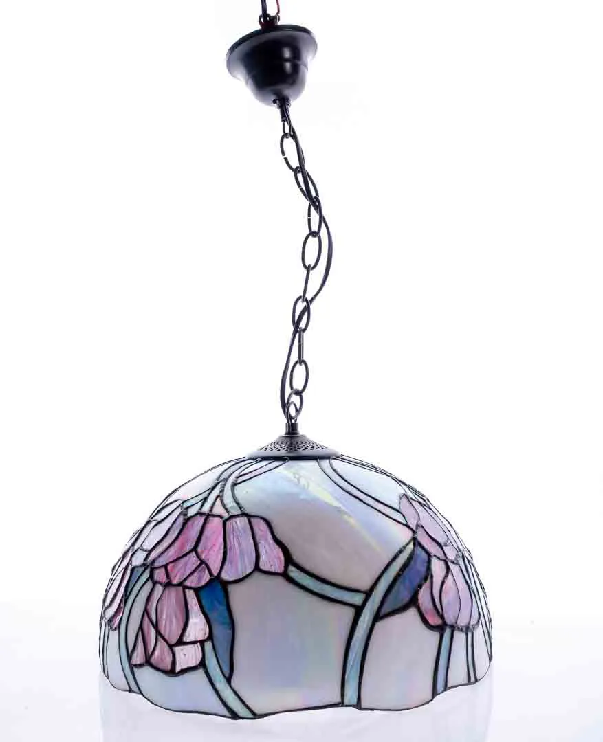Hängelampe / Deckenlampe im Tiffany-Stil mit abstraktem Rosenmuster - Bild 4