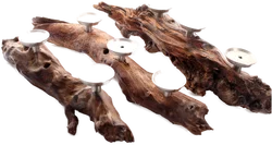 Teelichthalter aus Wurzelholz – 3-teiliges Set – Naturholz mit Metallhaltern – 40–51 cm - Bild 2