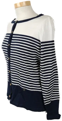 Karen Scott Damen Saum-Strickjacke langarm blau weiss - M/38 - Bild 4