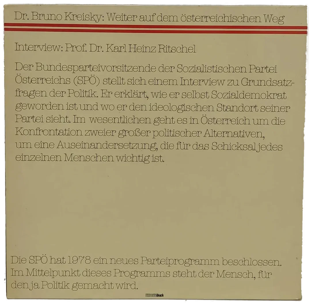 Langspielplatte  Vinyl / LP, 12 Zoll - Dr. Bruno Kreisky: "Weiter auf dem österreichischen Weg" – Bild 4