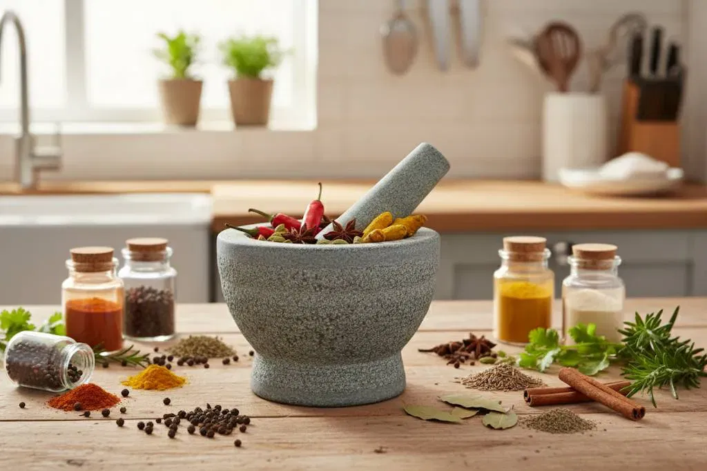 Mörser mit Stößel – Granit, Höhe 11 cm, Ø 15 cm - Bild 4