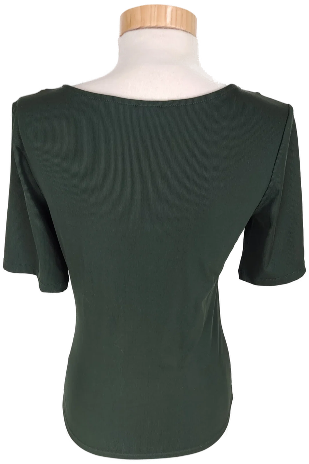 T-Shirt "H&M", kurzarm mit V-Ausschnitt, dunkelgrün, Größe S – Bild 3