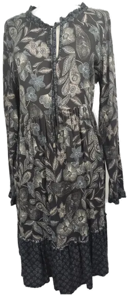 Damenkleid midi geblümt blau-grau - XL/42 - Bild 1