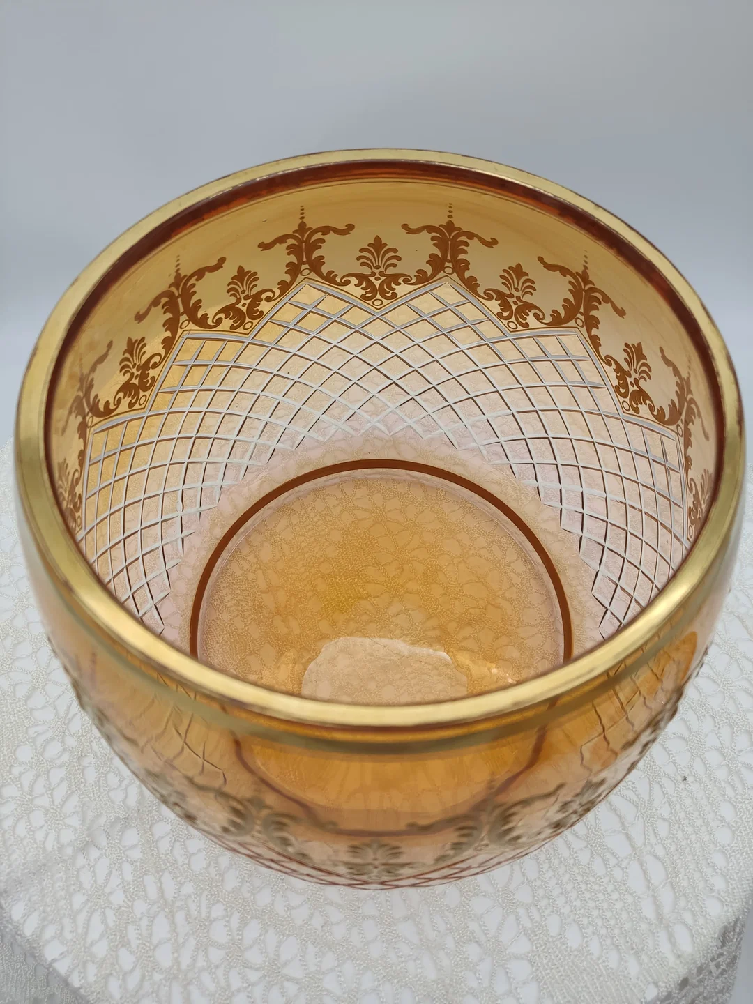 Glas Bowle-Gefäß mit Unterteller mit Golddekor | Festlicher Blickfang – Bild 7