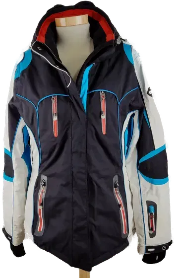 Skijacke 'killtec', mit Zipp, Stehkragen und Kapuze, weiß/schwarz/türkis, Größe 40 - Bild 1