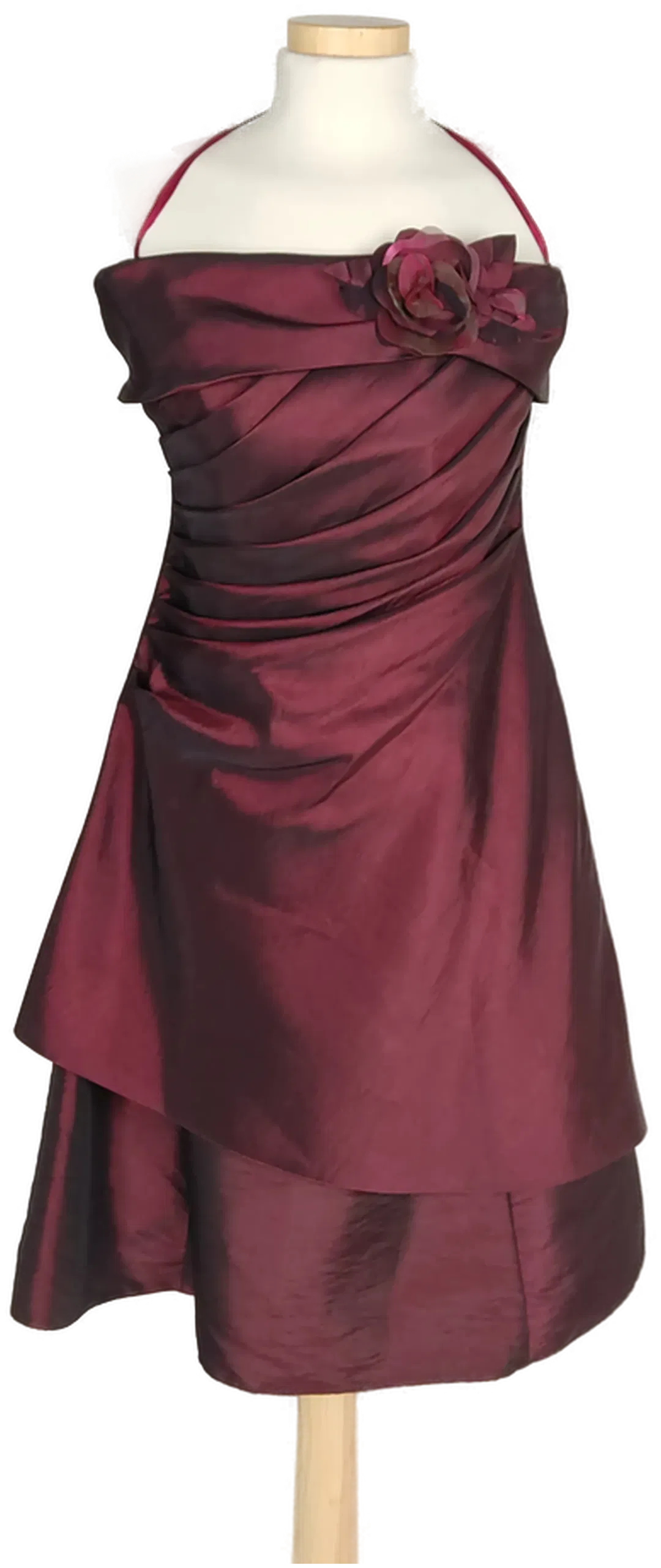  Julia Damenkleid rot mit Blumenapplikation - L/40 - Bild 1