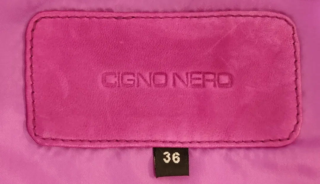Cigno Nero Damen Zweiteiler Kleid mit Jacke aus Leder in pink Gr.36 – Bild 9