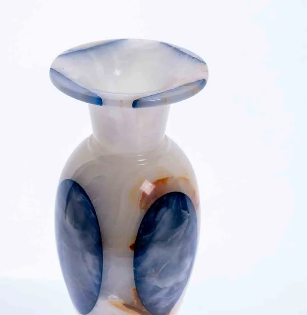 Dekorative Vase in milchweiß-blau-braun, Höhe 30cm – Bild 2