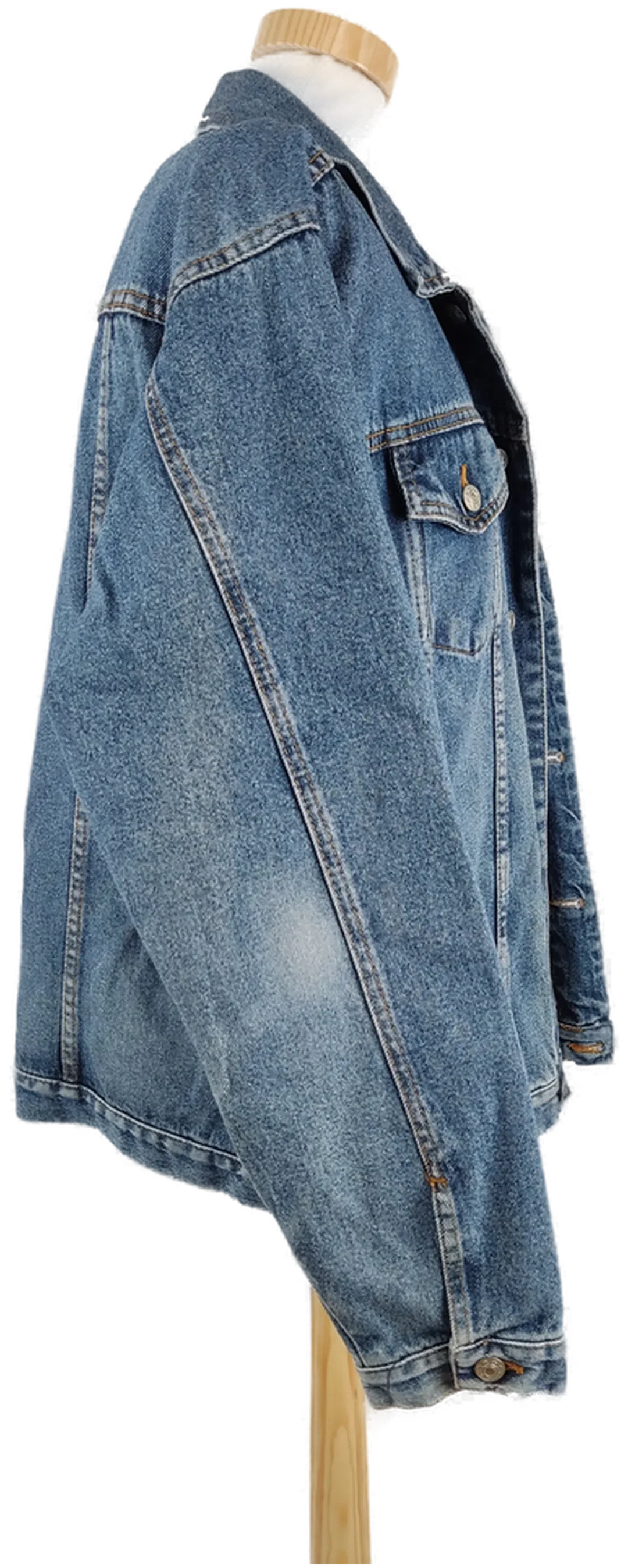 Jeansjacke "Identic", langarm mit Kragen, blau mit Taschen, Größe XL | 56/58 – Bild 2