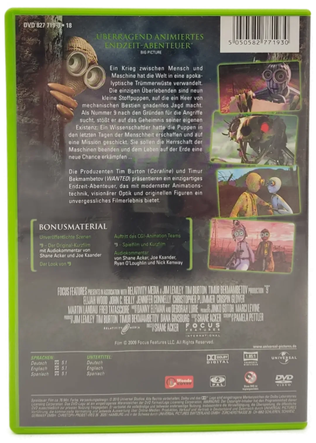 DVD "9 - Nach dem Ende unserer Welt fängt ihre Mission an" von Tim Burton – Bild 2