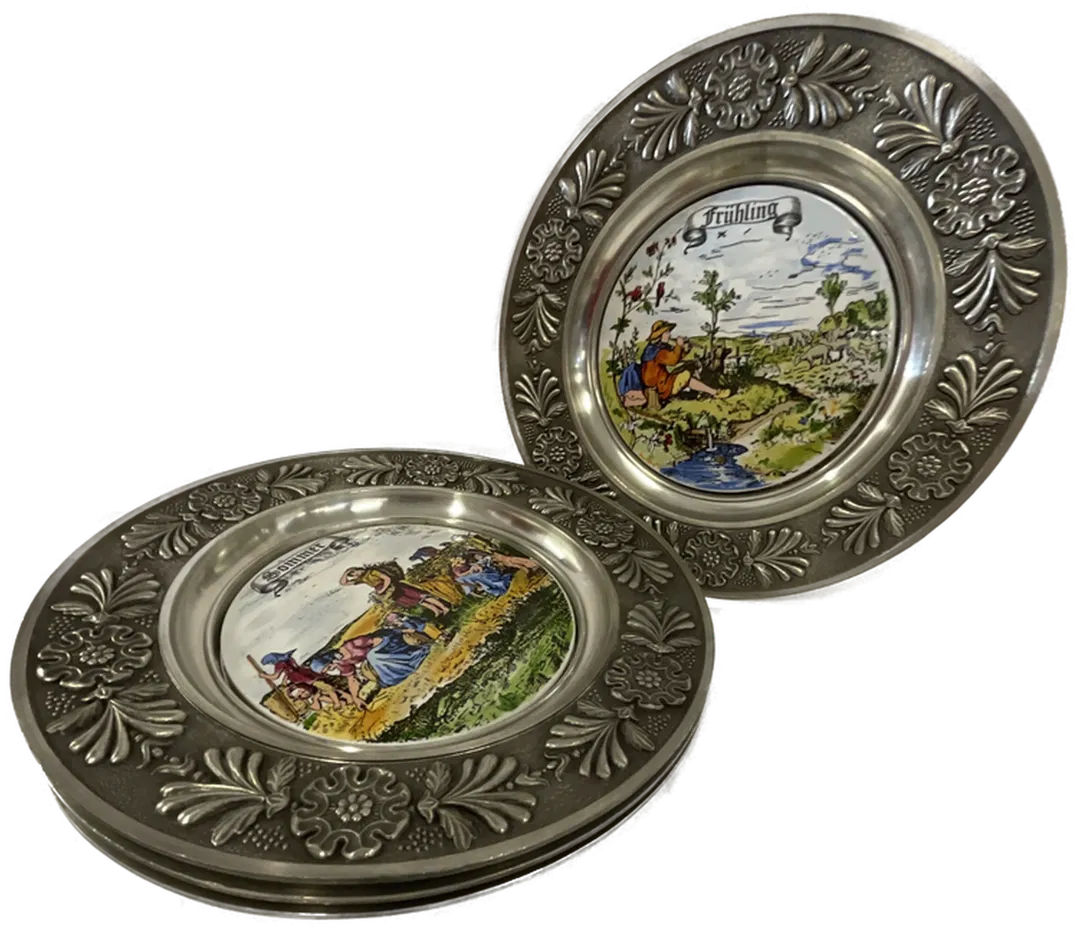 4 Stk Zinnteller - 4 Jahreszeiten - Bild 1